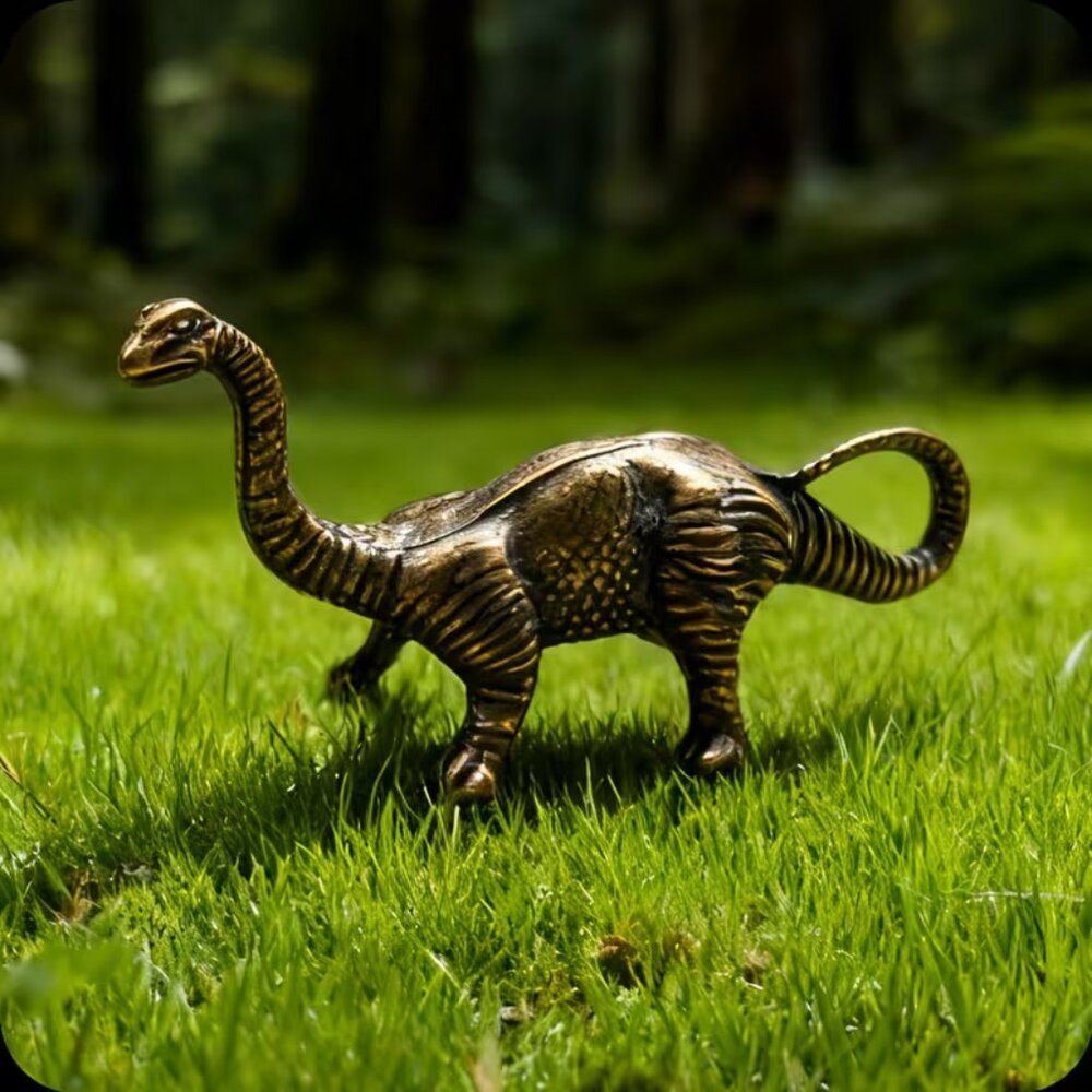 Copper Plated Brachiosaurus Dinosaur Figurine - NEW - 1.18 in L x 2.20 in W